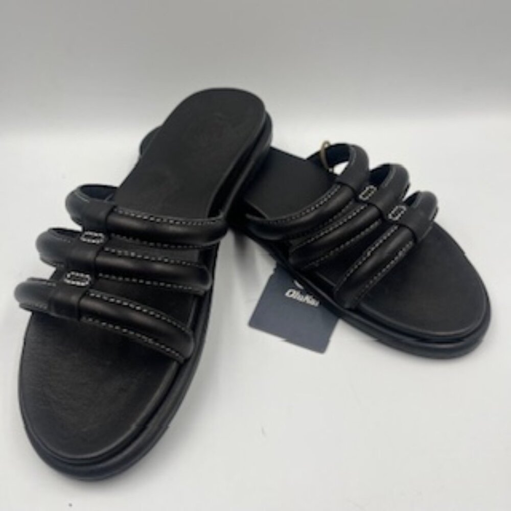 OluKai Black Triple-Strap Slide Sandals - Picture 4 of 10